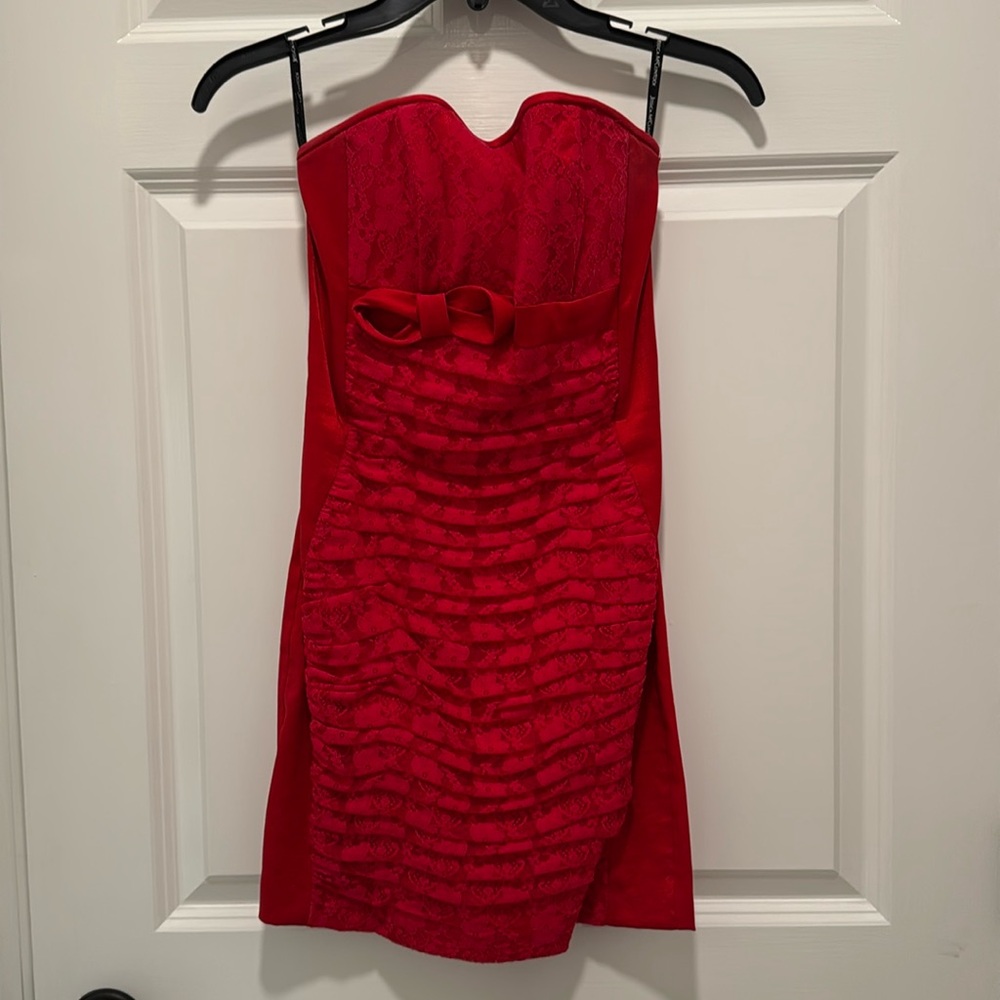 Jessica McClintock Strapless Red Party Dress